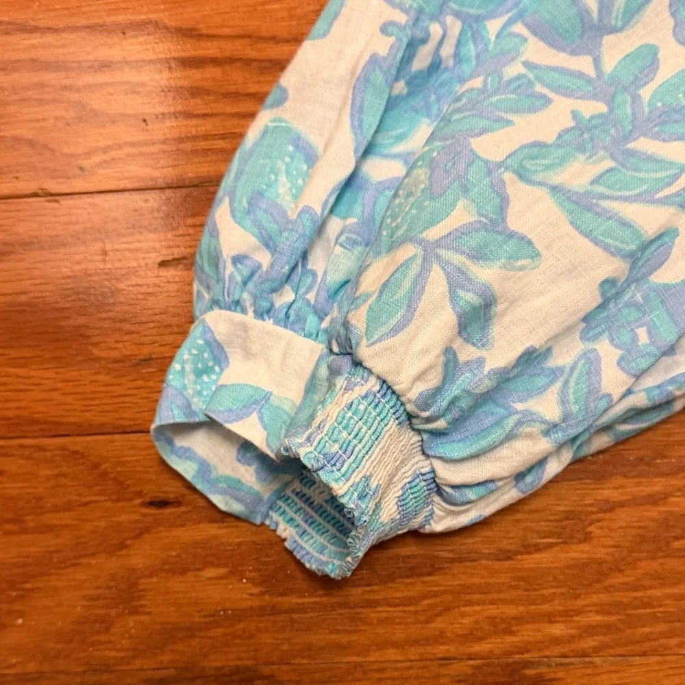 Lilly Pulitzer Blue and White Patterned linen Dress - Picture 3 of 7
